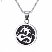 Collier en acier inoxydable Cool Big Monogram pendentif rond argent